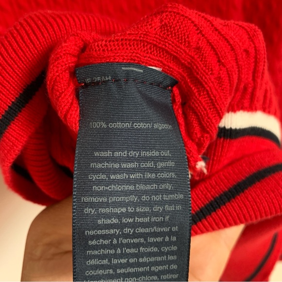 Sale! $70 Tommy Hilfiger Women's Classic Red Johnny Collar Cable Sweater Size S - Picture 9 of 9